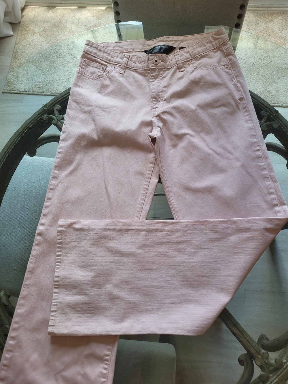 Norma Kamali Blush Pink Wide-Leg Jeans 10